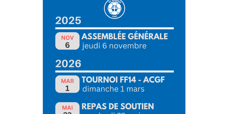 Rappel des dates du FCV