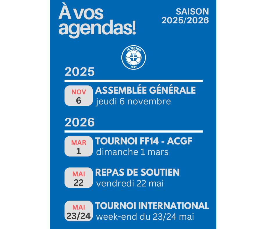 Rappel des dates du FCV